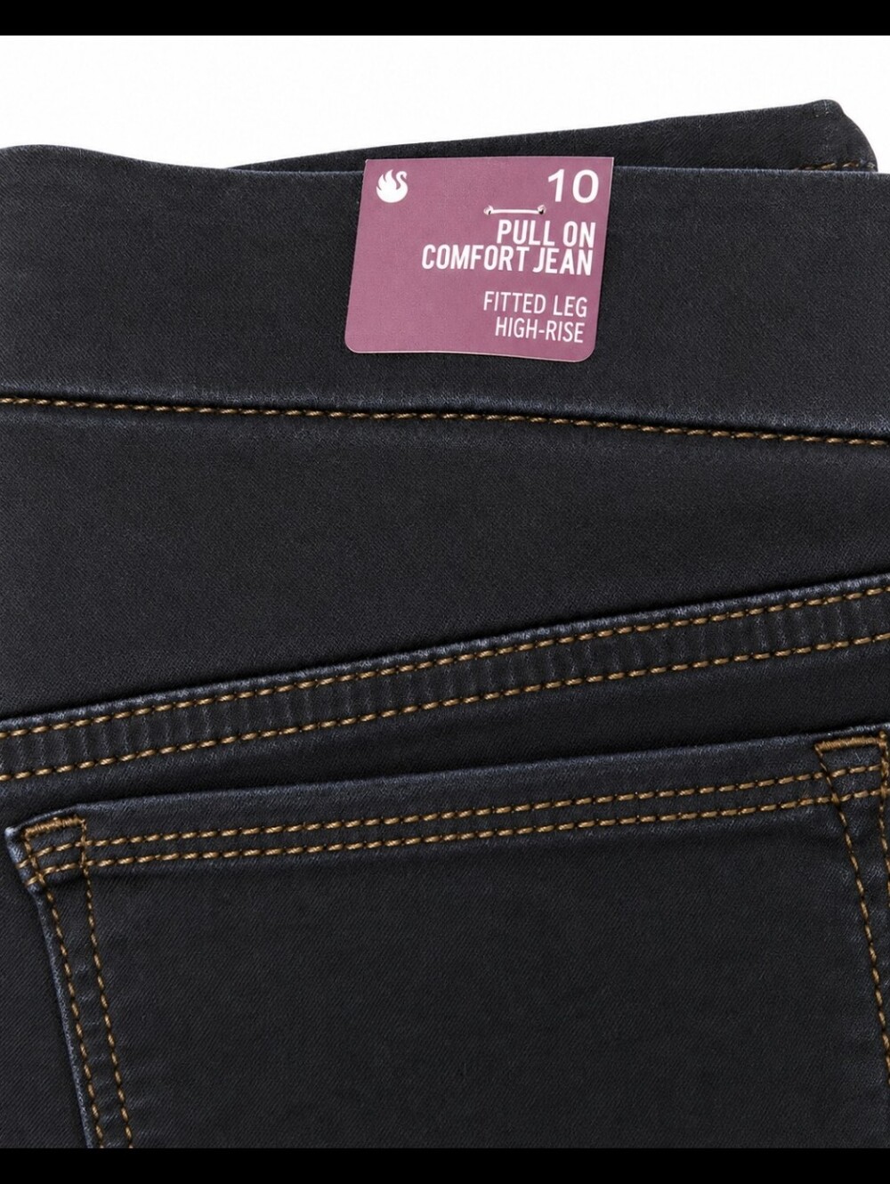 Gloria Vanderbilt Pull On Comfort Jeans High-Rise Fitted Leg, Size 10, Black